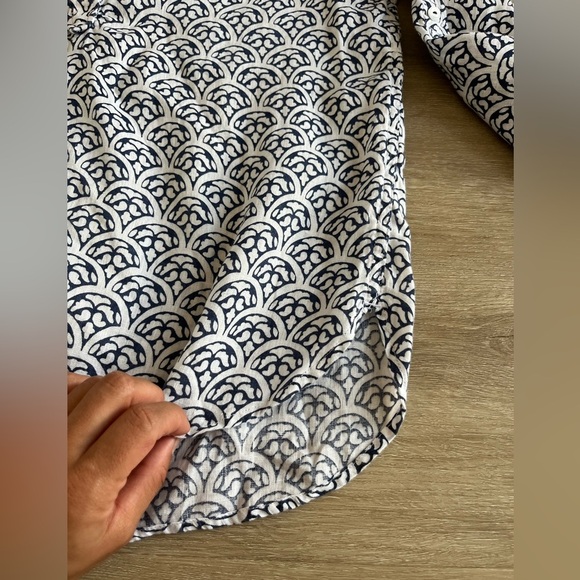 Talbots 100% Linen Top Blue and White Coastal - Picture 4 of 8